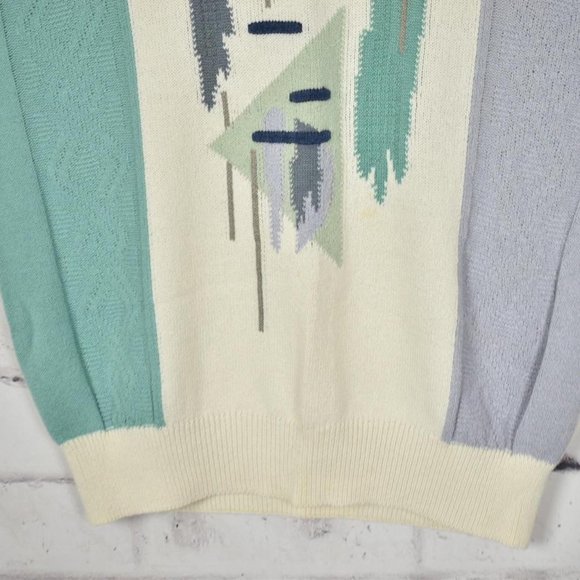 Vintage 80s Pastel Abstract Grandpa Golf Sweater - Picture 5 of 6